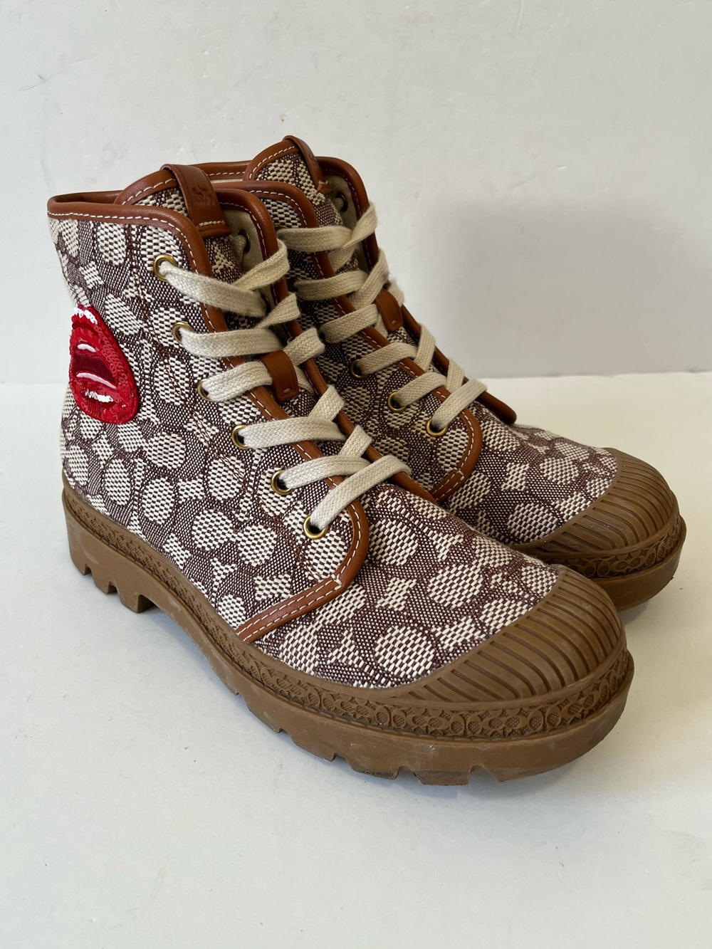 Coach X Tom Wesselmann Trooper Mid Top Boot In Signature Jacquard size 9B - Picture 2 of 11